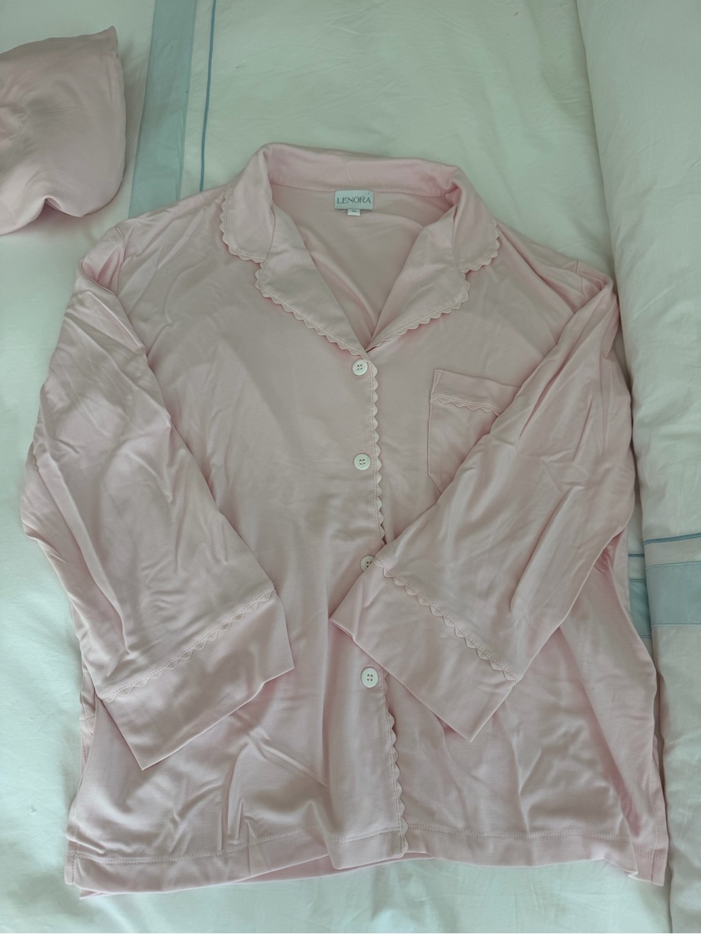 Women's Pink Scalloped Button-Front Pajama set